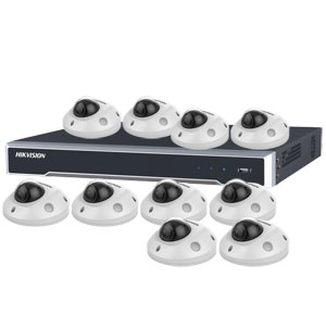 3MP 120dB WDR Hikvision 16 Ch IP CCTV System with 10 x Ultra Low Light 10m 3MP Mini Vandal Dome Cameras