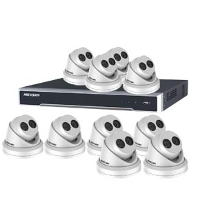 8MP 120dB WDR Hikvision 16 Channel IP CCTV System with 10 x 30m EXIR 4K Turret Cameras (EasyIP 3.0)