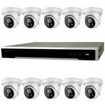 Hikvision 16Ch 4K IP CCTV Kit with 10x DarkFighter AcuSense 8MP IR Turret Network Camera with 2 Way Audio