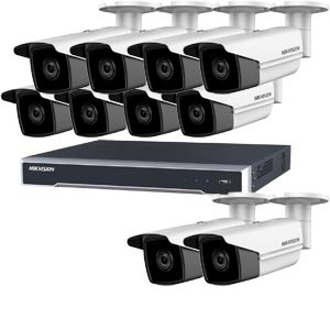 5MP 120dB WDR Hikvision 16 Channel IP CCTV System with 10 x 50m EXIR 5MP Bullet Cameras