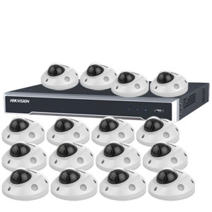 3MP 120dB WDR Hikvision 16 Ch IP CCTV System with 16 x Ultra Low Light 10m 3MP Mini Vandal Dome Cameras