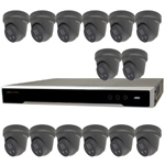 Hikvision 16Ch IP CCTV Kit with 16x DarkFighter AcuSense 4MP Grey IR Turret Network Camera with built in Mic