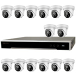 Hikvision 16Ch IP CCTV Kit with 16x DarkFighter AcuSense 4MP IR Turret Network Camera with 2 Way Audio