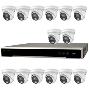 Hikvision 16Ch IP CCTV Kit with 16x ColorVu 4MP Full Time Colour Turret Audio Camera with Built in Mic