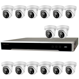 Hikvision 16Ch 4K IP CCTV Kit with 16x DarkFighter AcuSense 8MP IR Turret Network Camera with 2 Way Audio