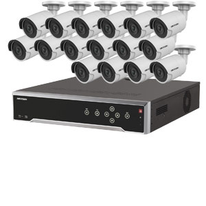 8MP 120dB WDR Hikvision 32 Channel IP CCTV System with 16 x 30m 4K Mini Bullet Cameras