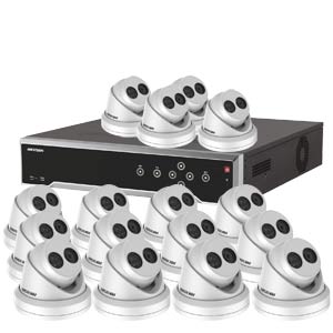 6MP 120dB WDR Hikvision 32 Channel IP CCTV System with 16 x 30m EXIR 5MP Turret Cameras (EasyIP 3.0)