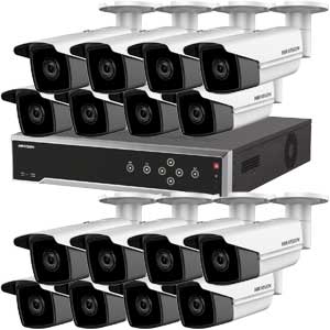 8MP 120dB WDR Hikvision 32 Channel IP CCTV System with 16 x 80m EXIR 4K Bullet Cameras (EasyIP 3.0)