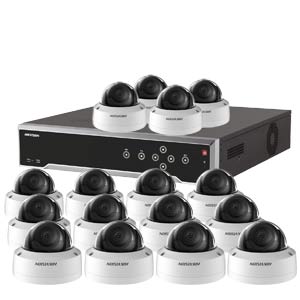 6MP 120dB WDR Hikvision 32 Channel IP CCTV System with 16 x 30m 5MP Vandal Dome Cameras (EasyIP 3.0)