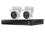 Hikvision 4Ch IP CCTV Kit with 2x DarkFighter AcuSense 4MP IR Turret Network Camera with built in Mic