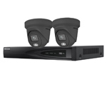 Hikvision 4Ch IP CCTV Kit with 2x ColorVu 4MP Full Time Colour Grey Turret Audio Camera with Built in Mic