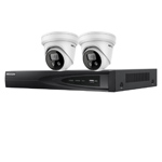 Hikvision 4Ch 4K IP CCTV Kit with 2x DarkFighter AcuSense 8MP IR Turret Network Camera with 2 Way Audio