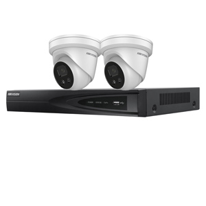 Hikvision 4Ch 4K IP CCTV Kit with 2x 8MP DarkFighter AcuSense Turret IR Camera with Built In Mic