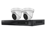 Hikvision 4Ch 4K IP CCTV Kit with 2x 8MP DarkFighter AcuSense Turret IR Camera with Built In Mic