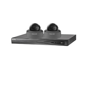 5MP 120dB WDR Hikvision 4 Channel IP CCTV System with 2 x 30m 5MP Vandal Dome Cameras (EasyIP 3.0/ Grey)