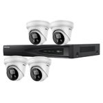 Hikvision 4Ch 4K IP CCTV Kit with 4x DarkFighter AcuSense 8MP IR Turret Network Camera with 2 Way Audio