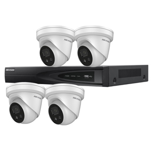 Hikvision 4Ch 4K IP CCTV Kit with 4x 8MP DarkFighter AcuSense Turret IR Camera with Built In Mic