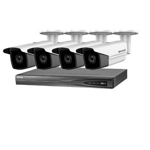 5MP 120dB WDR Hikvision 4 Channel IP CCTV System with 4 x 50m EXIR 5MP Bullet Cameras