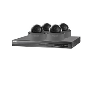 8MP 120dB WDR Hikvision 4 Channel IP CCTV System with 4 x 30m 4K Vandal Dome Cameras (EasyIP 3.0/ Grey)