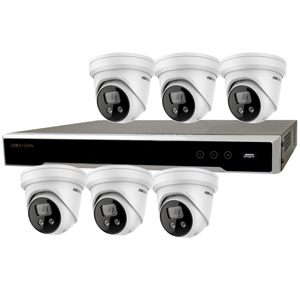 Hikvision 8Ch 4K IP CCTV Kit with 6x DarkFighter AcuSense 8MP IR Turret Network Camera with 2 Way Audio