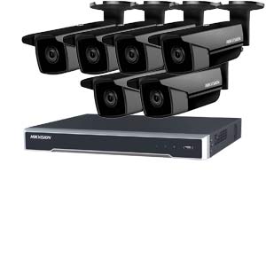 5MP 120dB WDR Hikvision 8 Channel IP CCTV System with 6 x 50m EXIR 5MP Bullet Cameras in Black