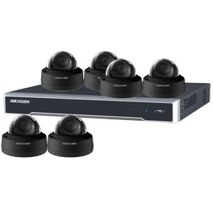 3MP 120dB WDR Hikvision 8 Ch IP CCTV System with 6 x Ultra Low Light 30m 3MP Vandal Dome Cameras in Black