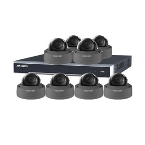 8MP 120dB WDR Hikvision 16 Channel IP CCTV System with 8 x 30m 4K Vandal Dome Cameras (EasyIP 3.0/ Grey)