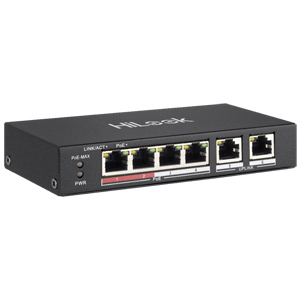 NS-0106P-35 HiLook by Hikvision 4 Port Fast Ethernet Unmanaged POE Switch with 2x Uplinks